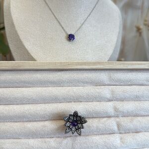 Hespera Size 6 authentic amethyst and white topaz witchy core ring set